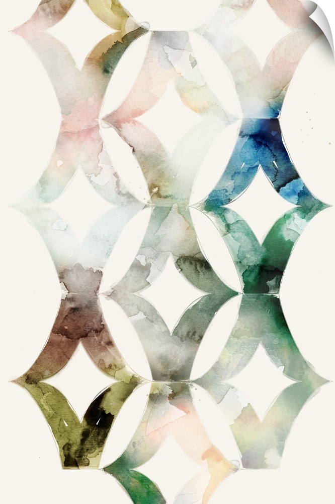 Watercolor pattern in diamond shapes.