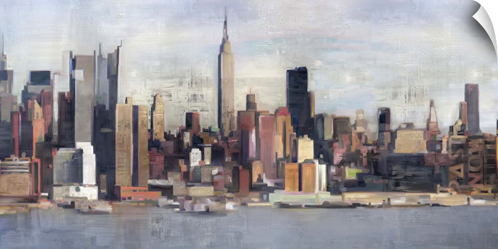 Contemporary home decor artwork of the New York city skyline.