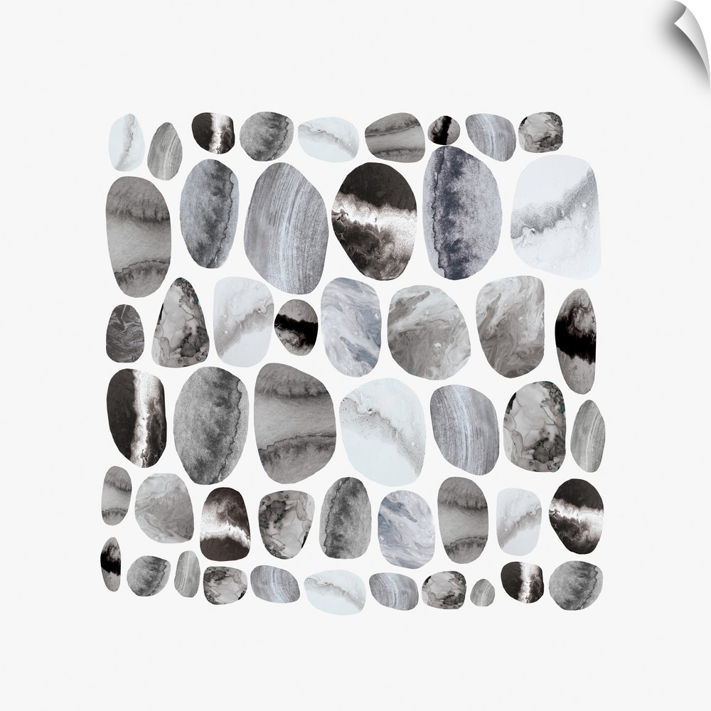 A modern design of shapes that look like stones done in a marble effect.