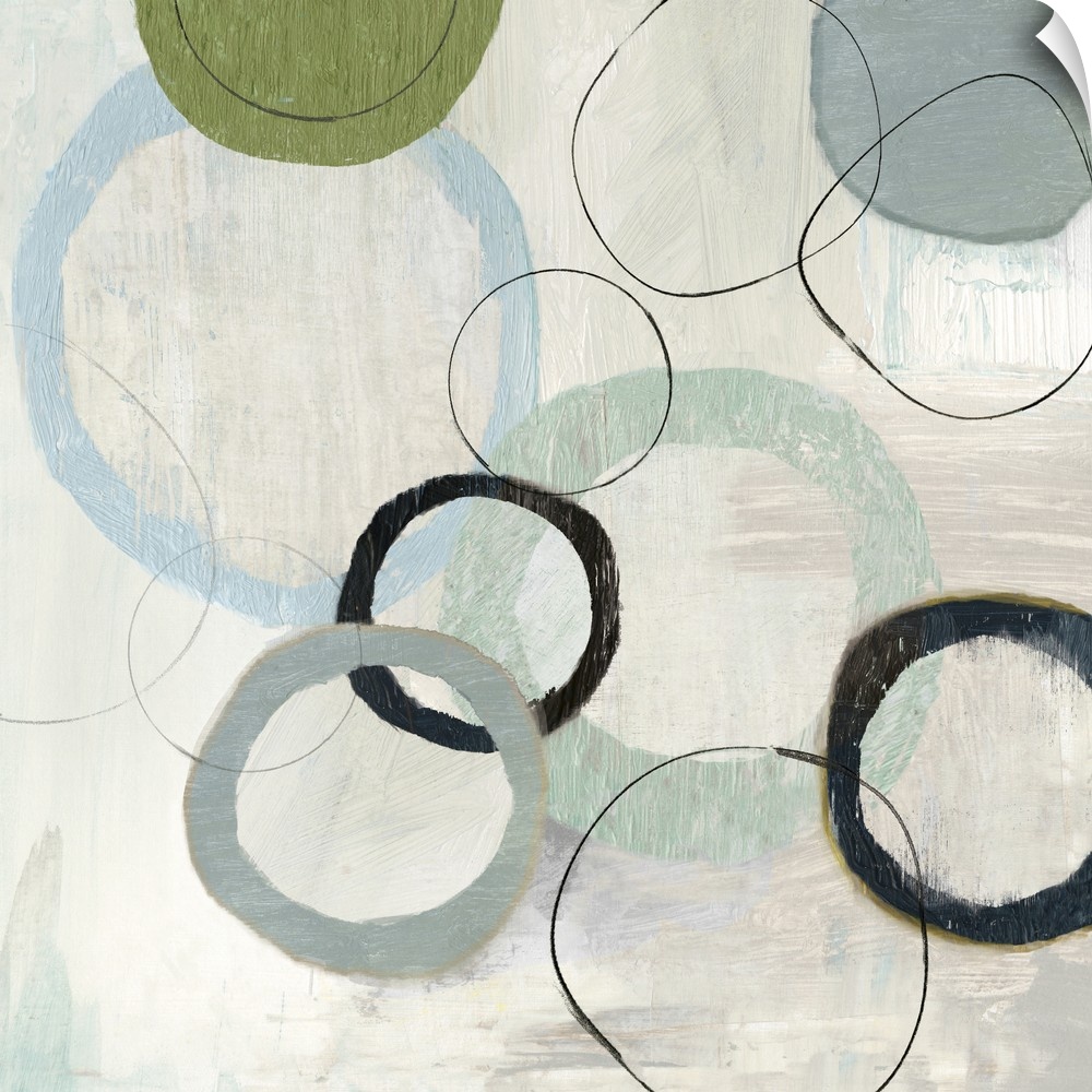An abstract painting of circles in varies sizes and colors