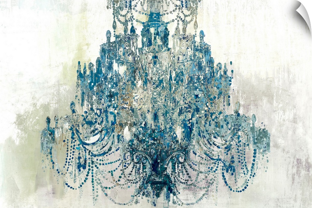 An abstract view of a crystal chandelier with a textured appearance.