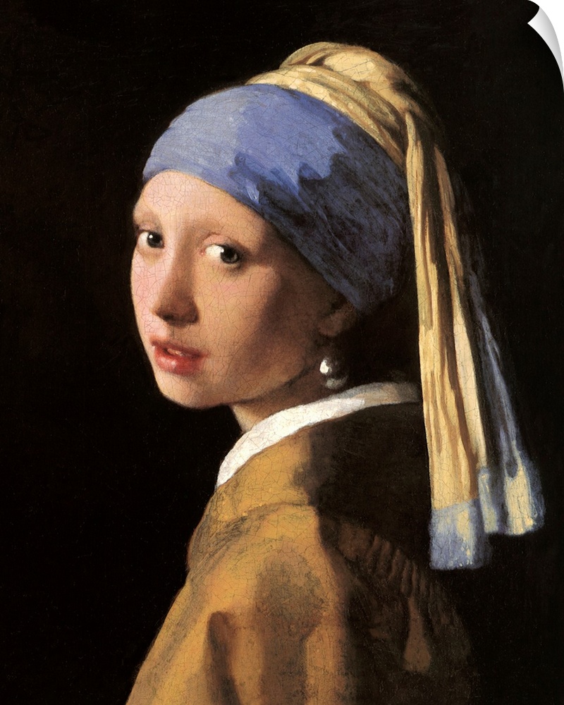 Classic artwork of a girl that has her head slightly turned to the side so you can only see the left side of her face and ...