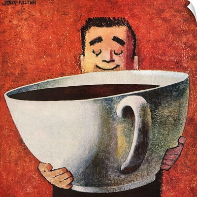 Man and Huge Coffee Cup