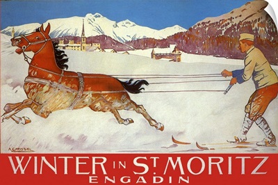 Skiing with Horse, Switzerland