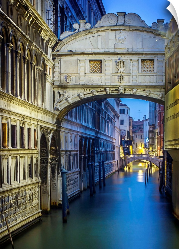Early morning in Venice, the canal under the Bridge of Sighs.