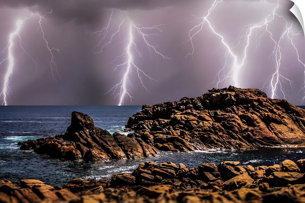 Canal Rocks, South Western part of Western Australia, during a lightning storm.