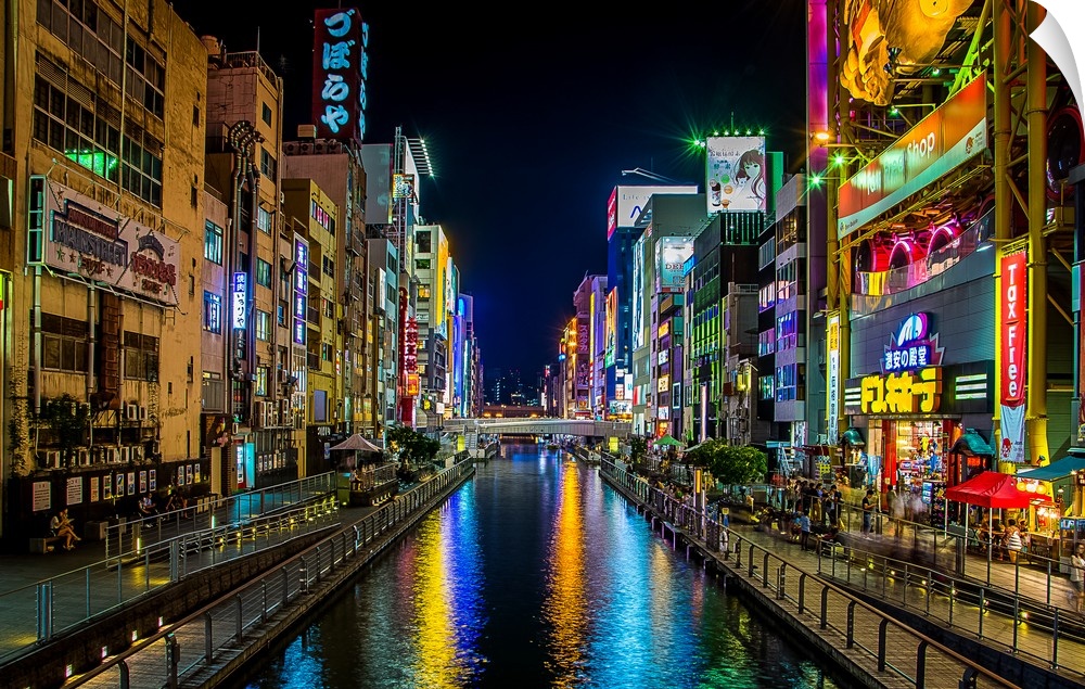 Dotonbori in Osaka, Japan, at night.
