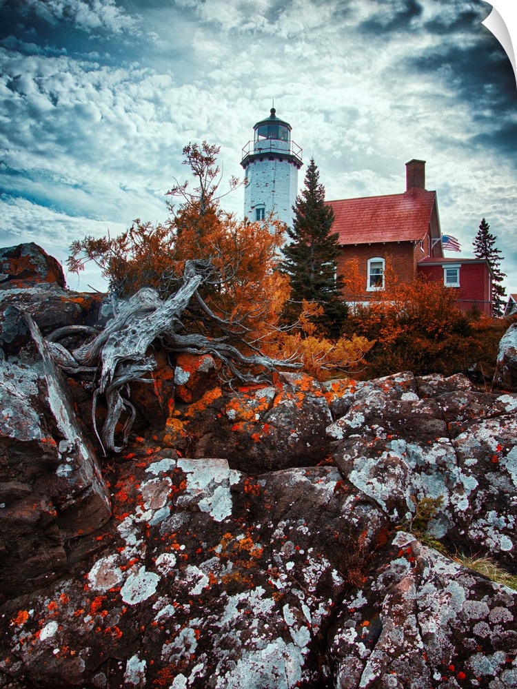 A shot of Eagle Harbor Lighthouse at Eagle Harbor, Michigan.