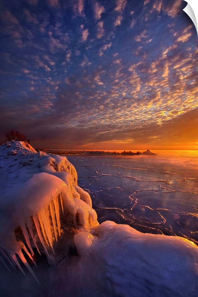 Sunrise on the shore of Lake Michigan in Wisconsin.