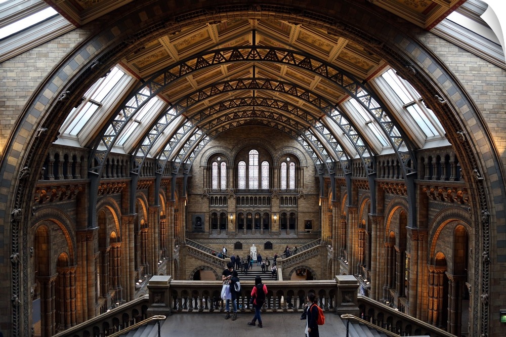 Center hall of the Natural History Museum in London, England.