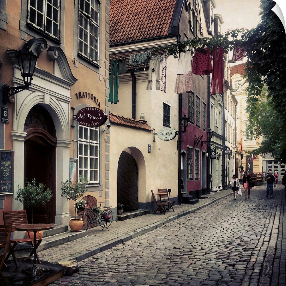 A narrow street in Riga, Latvia