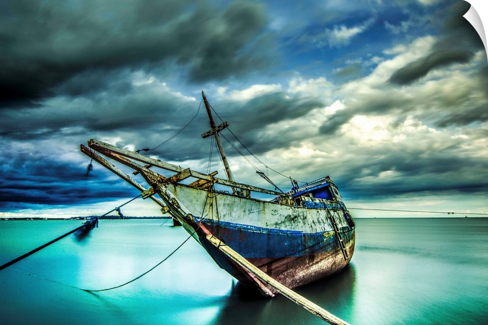 Abandoned old ship at Bone, south Celebes Island, Indonesia.