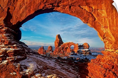 Turret Arch through the North Window Arch in Winter, Arches