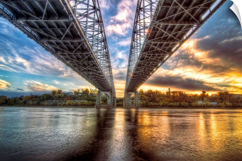 Twin Bridges across the Missouri River in Jefferson City, Missouri.