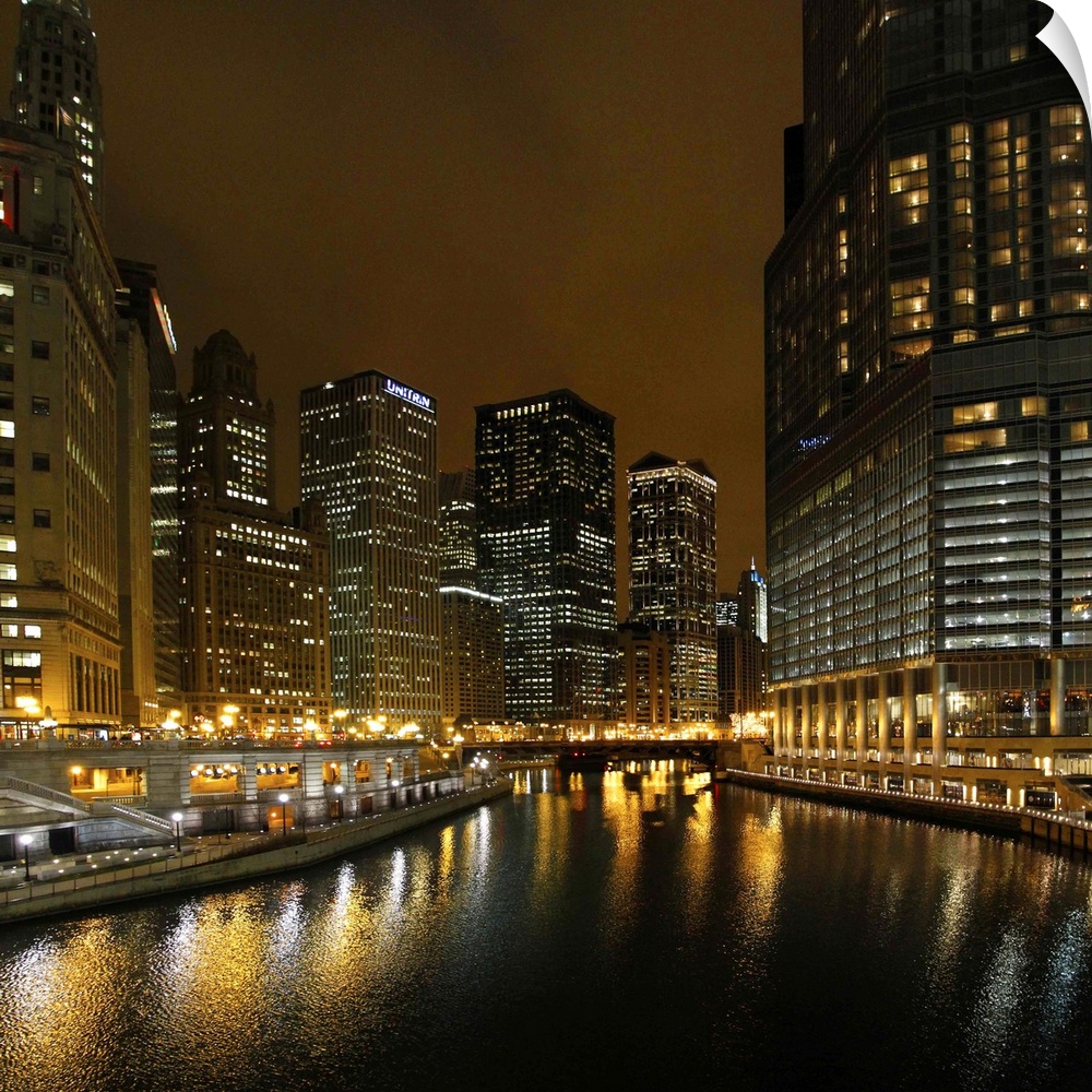 View of Chicago at night.
