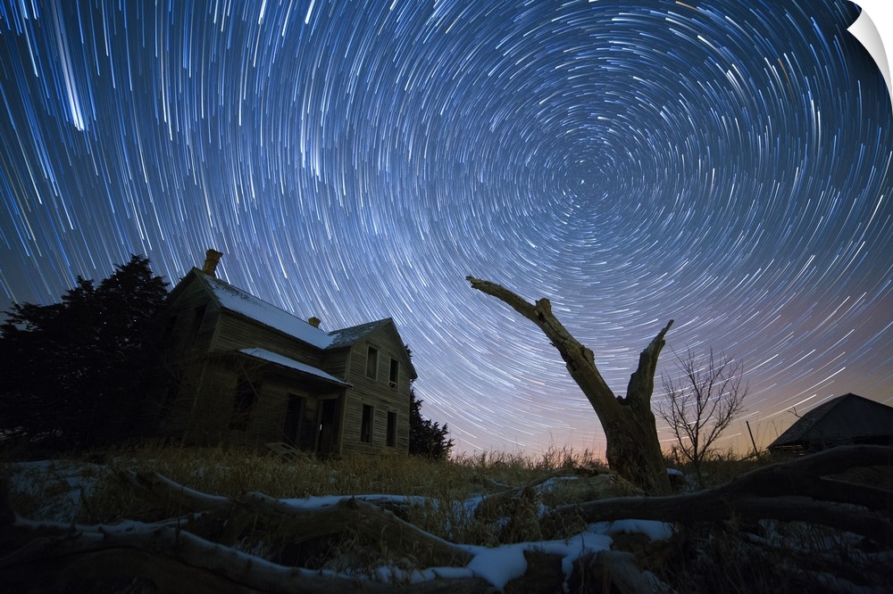 Star trails in Nebraska, a combination of 209 separate images.