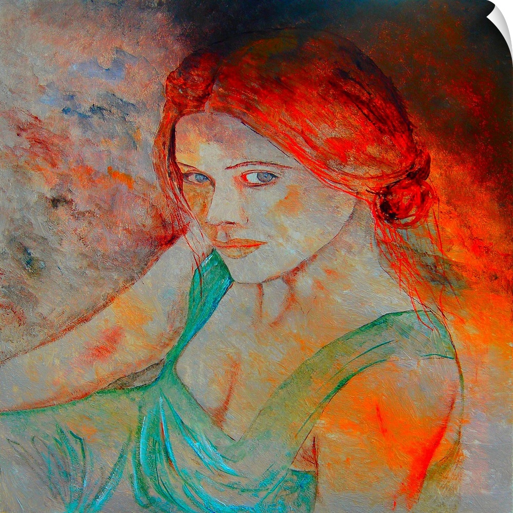 A vibrant contemporary painting of a female with red hair.