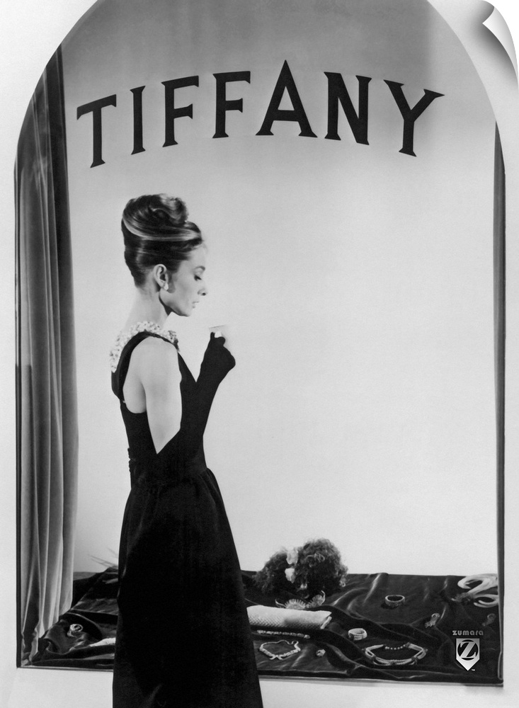 Photograph of British actress, humanitarian, fashion icon from Hollywood's Golden Age in the film Breakfast at Tiffany's.
