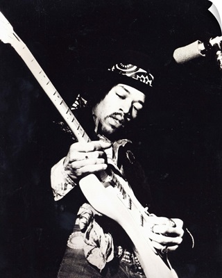 Jimi Hendrix BW Playing Guitar