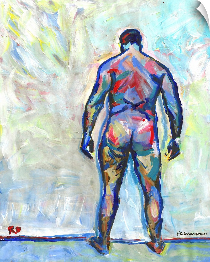 Against The Wall male nude painting picture by RD Riccoboni.