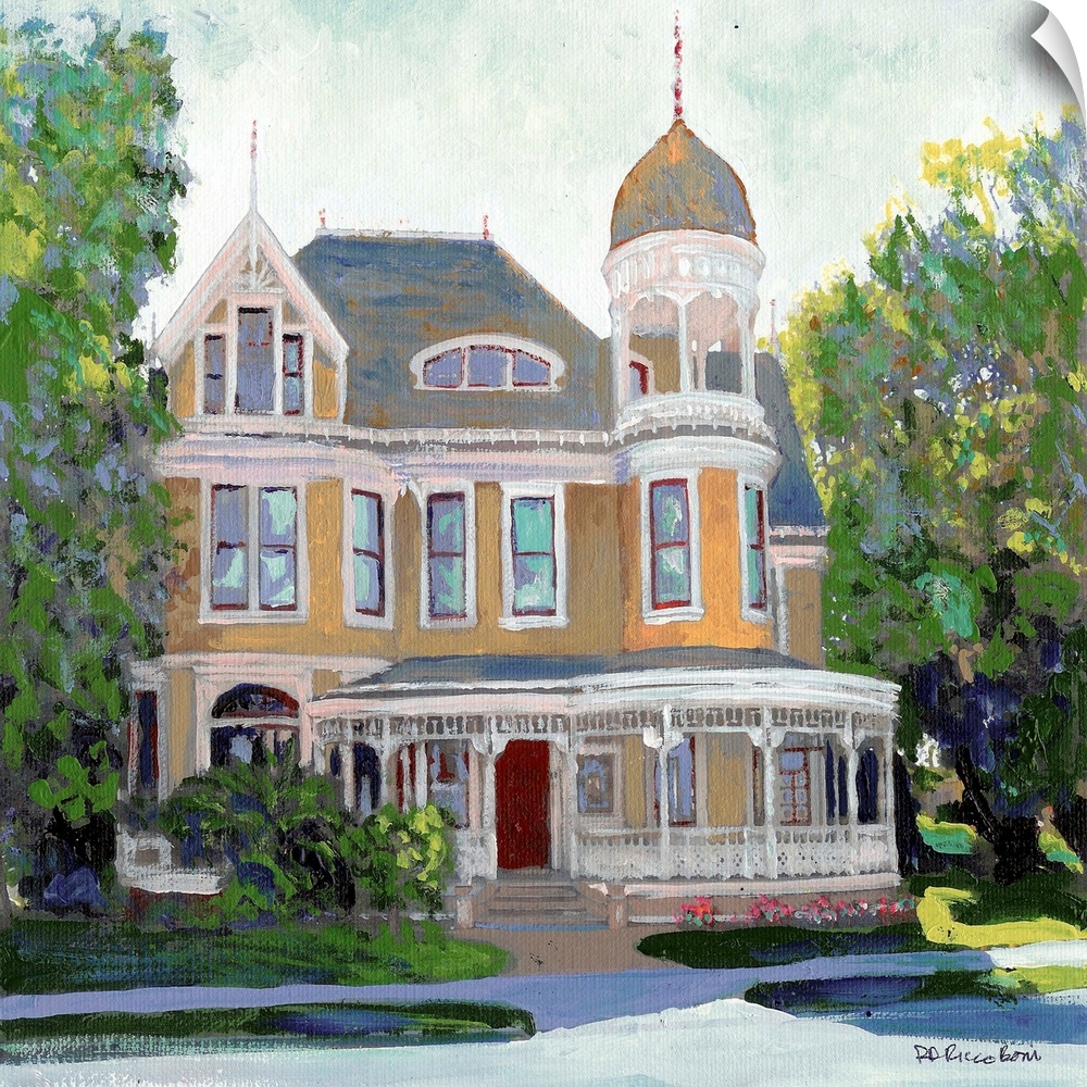 Americana, a painting of the Waterman mansion by RD Riccoboni. A California Queen Anne style Victorian home in historic Ba...