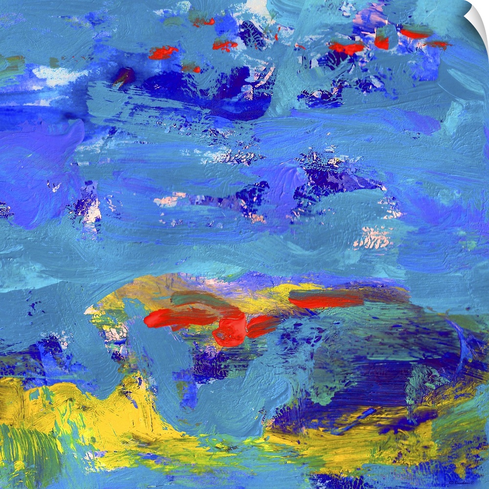 Blue Carnival by the Sea Abstract Painting by RD Riccoboni.
