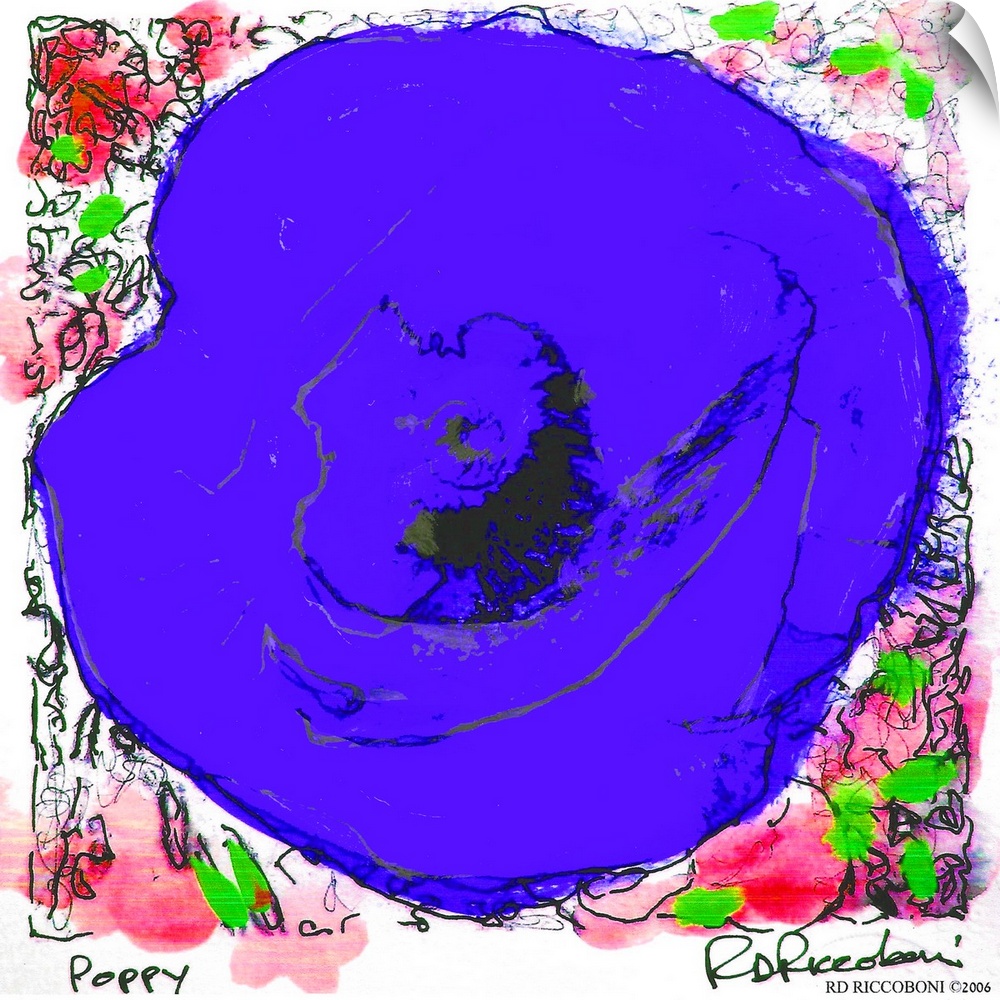 Blue Poppy Pop Art Flower by RD Riccoboni