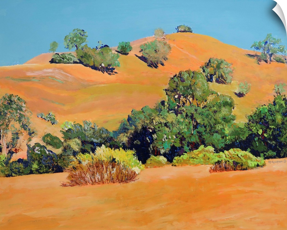 Golden State - California Foothills, by RD Riccoboni.  San Diego county California. Green and gray tones of ancient live o...
