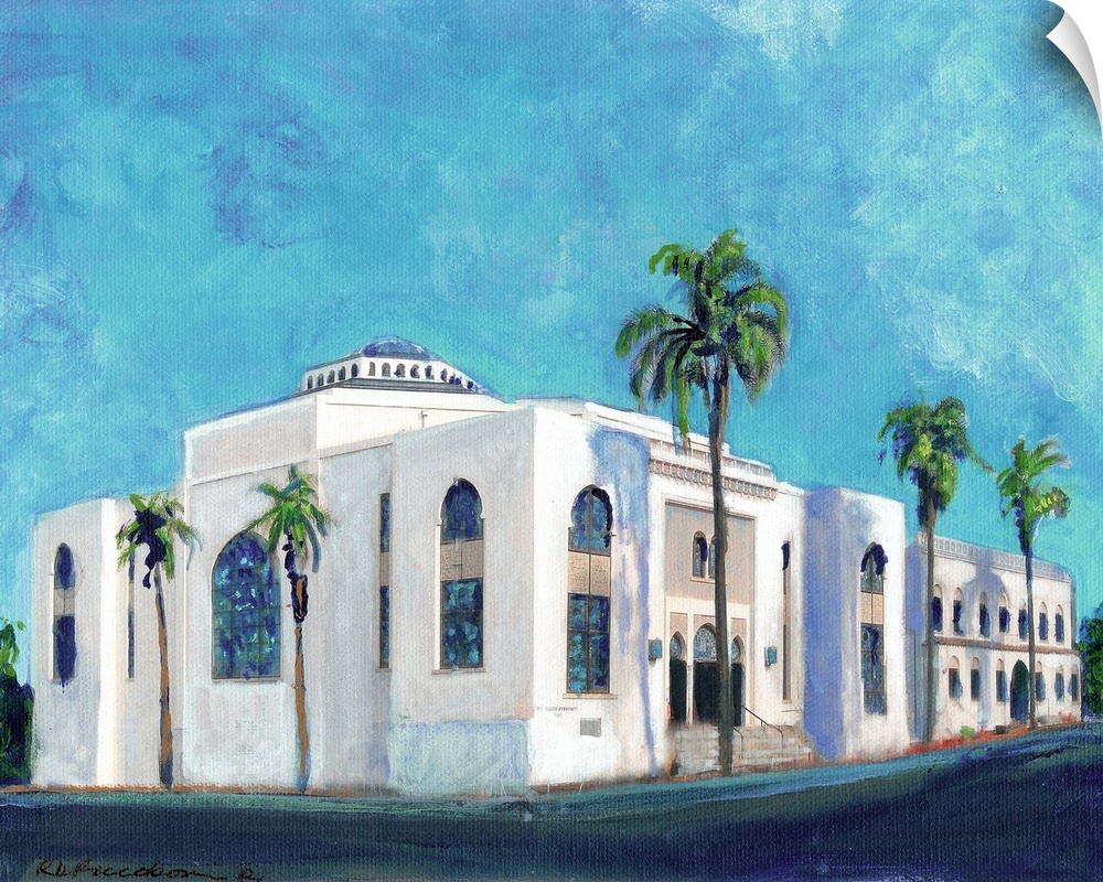 Historic Ohr Shalom Synagogue at 2512 Third Ave in San Diego, California, Painting by RD Riccoboni 2010. Built in the Byza...