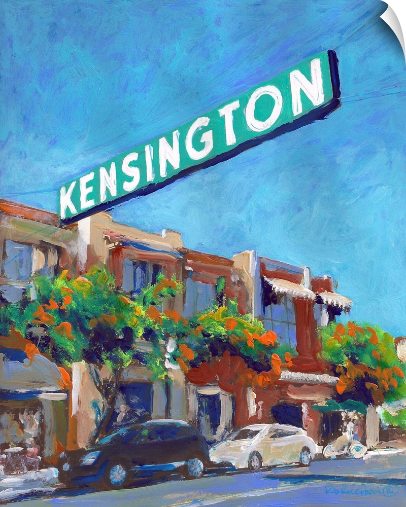 Kensington Sign on Adams Avenue San Diego California. One of the many famous neighborhood neon signs that identify the his...
