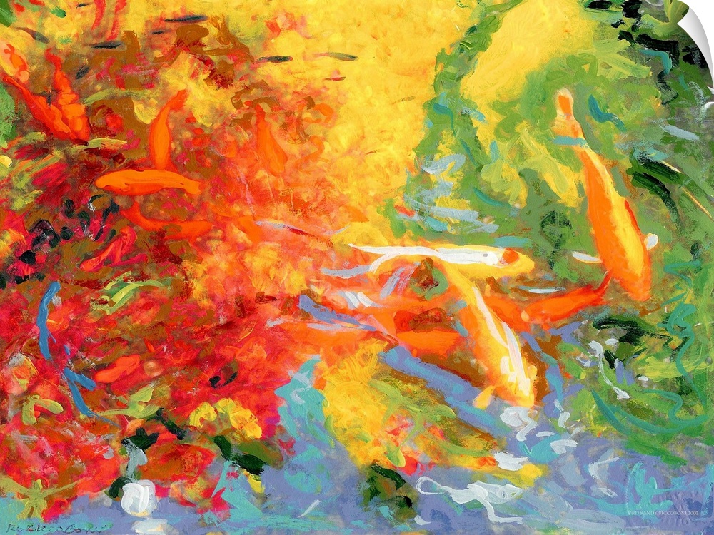 Koi Pond Beverly Hills, California by RD Riccoboni 2007 an abstract post impressionist style painting.The word koi comes f...