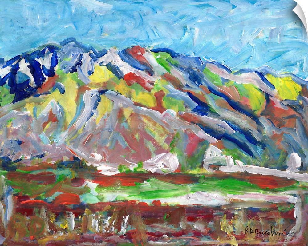 Palm Springs California Mt San Jacinto Spring Snow Abstract painting by RD Riccoboni