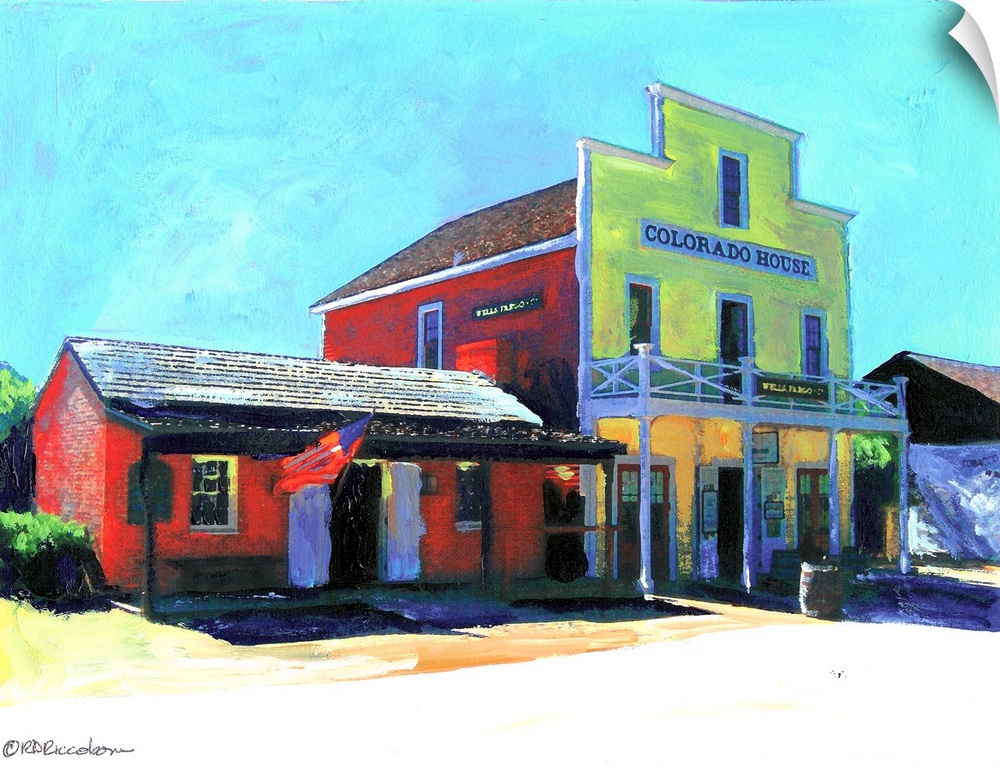 Painting of Old San Diego, California. This is Old City Court House and The Colorado House. Home to the Wells Fargo Company.