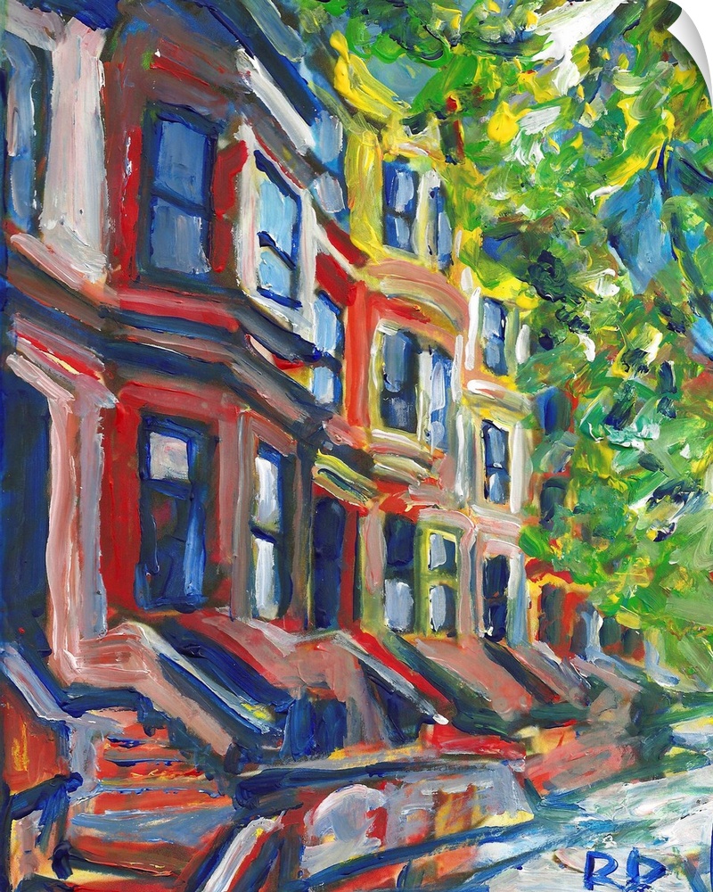 Row Houses Brooklyn, New York City by RD RIccoboni. Street scene.