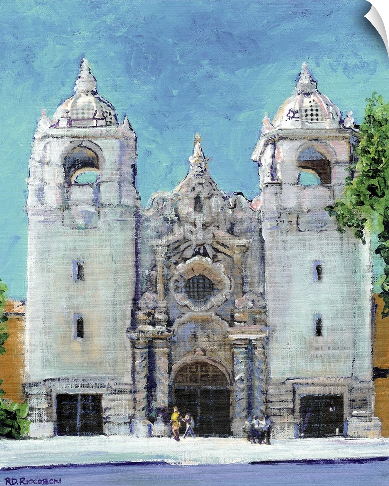 Painting of San Diego's Del Prado Theater in Balboa Park