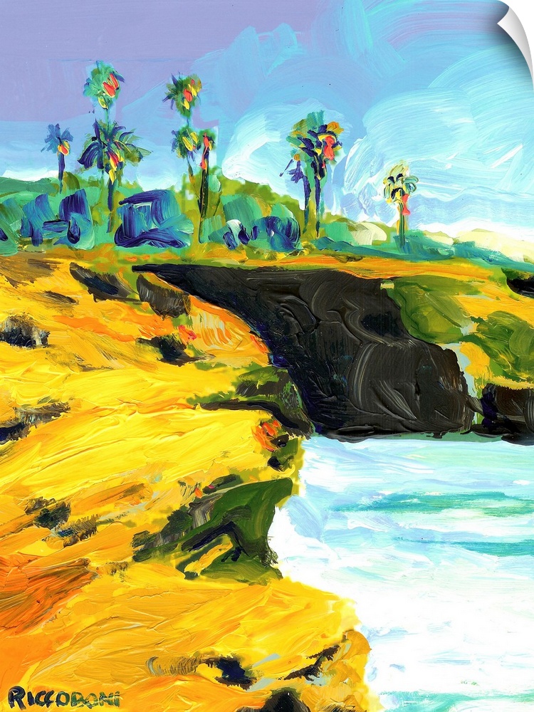 Sunset Cliffs Ocean Beach, on Point Loma in San Diego California. Acrylic on canvas by RD Riccoboni.