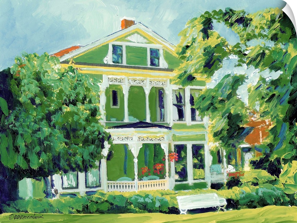 The Burton House in Old Town San Diego painted by RD Riccoboni.  A Classic Revival built during a trend that had, by the t...