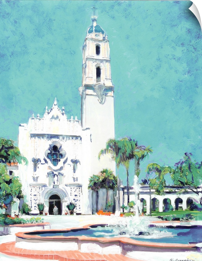 The Immaculata Chapel USD, University San Diego, California, painting by the California artist RD Riccoboni.