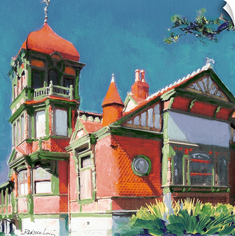 One of RD Riccoboni's architectural paintings, this is the beautiful victorian mansion, Villa Montezuma near downtown San ...