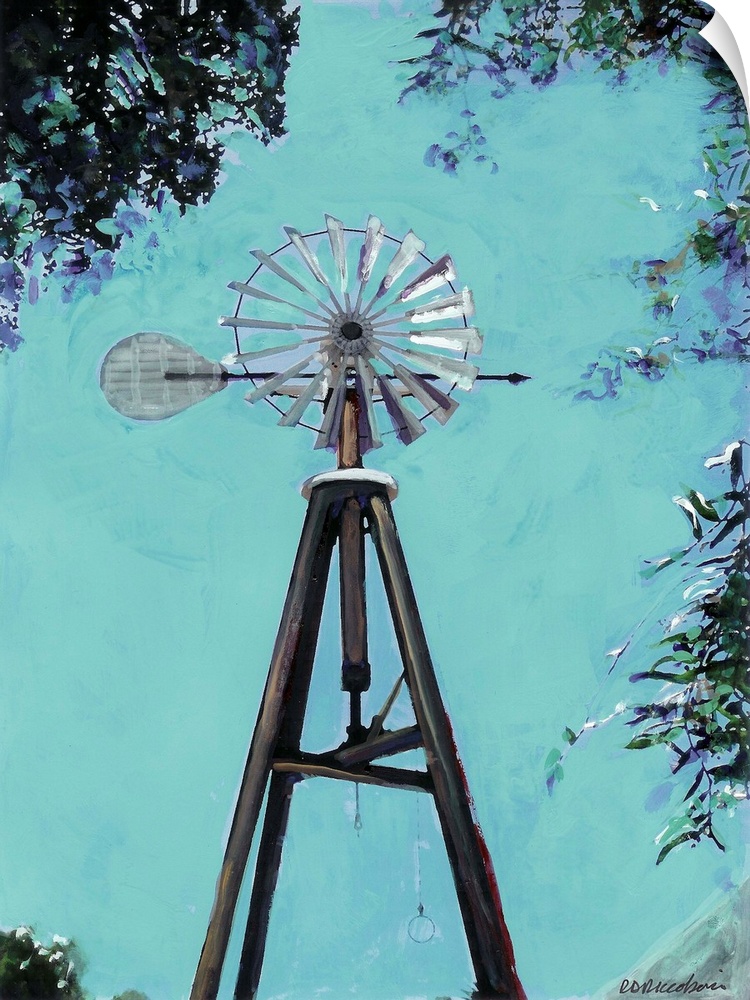 Contemporary painting of a windmill in Old Town San Diego.