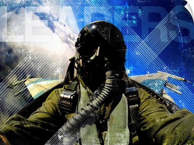 Air Force Grunge Poster: Leaders. U.S. Air Force pilot in an F-16