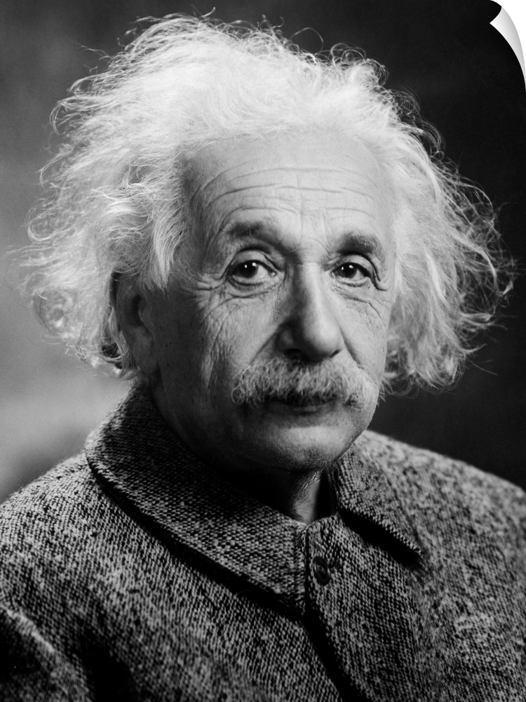Cropped photograph of Albert Einstein. Originally taken by Orren Jack Turner, Princeton, N.J. 1947.