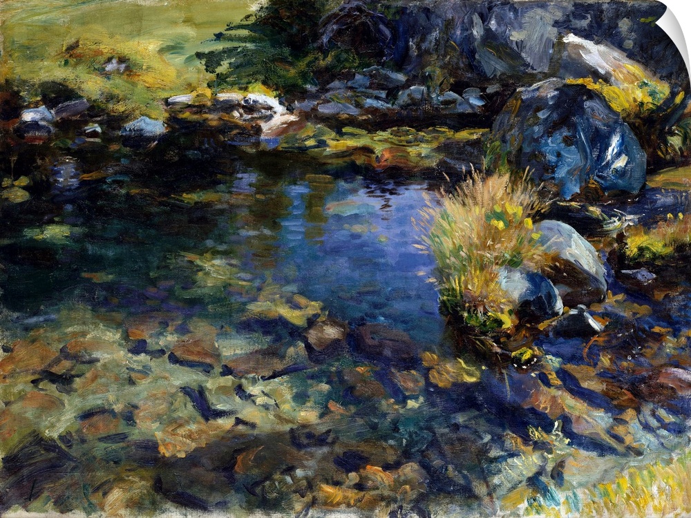 Sargent's unflagging interest in recording effects of sunlight was challenged by the motif of flowing water. Alpine Pool b...