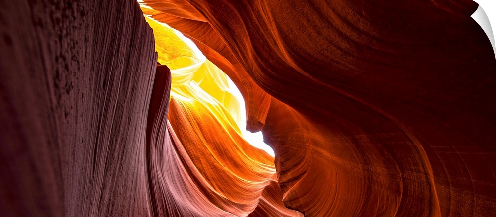 Photograph from inside of Antelope Canyon rock formation located on the Navajo Reservation in Page, Arizona with flowing s...