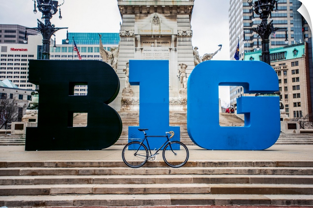 Photo of the Big Ten Display on Monument Circle in Indianapolis, Indiana.