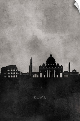 Black and White Minimalist Rome Skyline