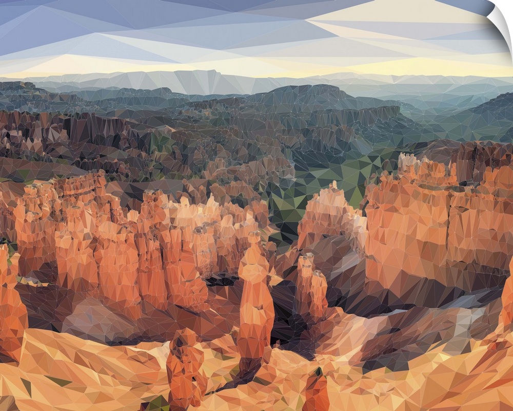 Bryce Canyon National Park in Utah, rendered in a low-polygon style.
