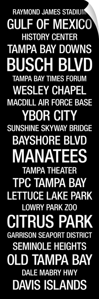 Our twist on vintage Subway Signs of the early 20th Century, specific to the Tampa Bay area it blends the city with its su...