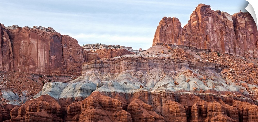 Cliffs of the Waterpocket Fold are located at the Capitol Reef National Park in Utah.