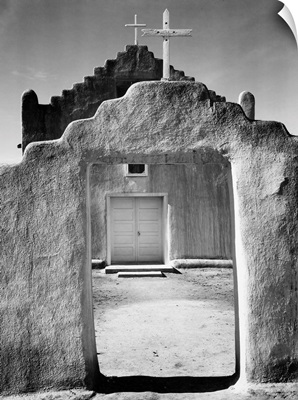 Church, Taos Pueblo, New Mexico, 1942, Full Front View Of Entrance